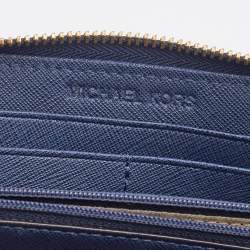 مملوكة مسبقًا Michael Kors Navy Blue Saffiano Leather Zip Around Wallet