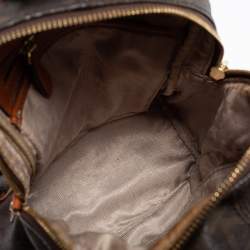 Pre Owned Michael Kors Dark Brown Signature Coated Canvas and Leather Rhea Backpack