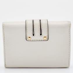 مملوكة مسبقًا Michael Kors White Leather Gansevoort Compact Wallet