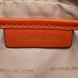 Pre Owned Micheal Kors Rust Brown Leather Zip Jet Set Crossbody Bag