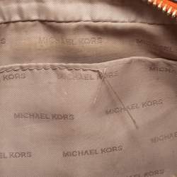 Pre Owned Micheal Kors Rust Brown Leather Zip Jet Set Crossbody Bag