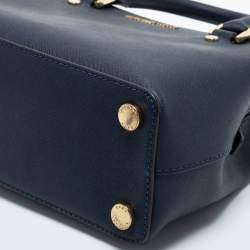 Pre Owned Michael Michael Kors Navy Blue Saffiano Leather Small Savannah Satchel