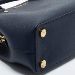 Pre Owned Michael Michael Kors Navy Blue Saffiano Leather Small Savannah Satchel
