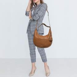 Pre Owned Michael Kors Brown Pebbled Leather Lauryn Hobo