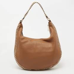 Pre Owned Michael Kors Brown Pebbled Leather Lauryn Hobo