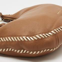 Pre Owned Michael Kors Brown Pebbled Leather Lauryn Hobo
