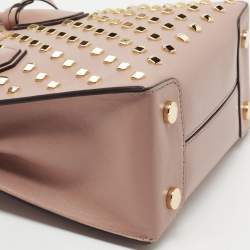Pre Owned Michael Kors Dusty Pink Studded Leather Mercer Tote