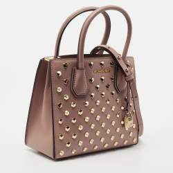 Pre Owned Michael Kors Dusty Pink Studded Leather Mercer Tote