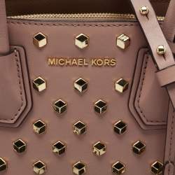 Pre Owned Michael Kors Dusty Pink Studded Leather Mercer Tote