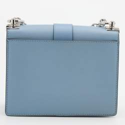 Pre Owned Michael Kors Light Blue Leather Small Greenwich Shoulder Bag