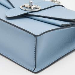 Pre Owned Michael Kors Light Blue Leather Small Greenwich Shoulder Bag