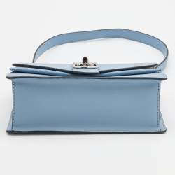 Pre Owned Michael Kors Light Blue Leather Small Greenwich Shoulder Bag