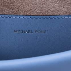 Pre Owned Michael Kors Light Blue Leather Small Greenwich Shoulder Bag