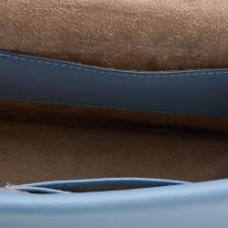 Pre Owned Michael Kors Light Blue Leather Small Greenwich Shoulder Bag