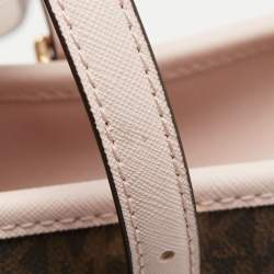 Pre Owned Michael Kors Light Pink Monogram Coated Canvas Large Jet Set Tote