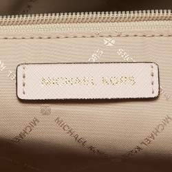Pre Owned Michael Kors Light Pink Monogram Coated Canvas Large Jet Set Tote