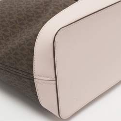 Pre Owned Michael Kors Light Pink Monogram Coated Canvas Large Jet Set Tote