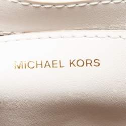 Pre Owned Michael Kors Pink/White Croc Embossed Leather Cece Shoulder Bag