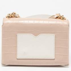 Pre Owned Michael Kors Pink/White Croc Embossed Leather Cece Shoulder Bag
