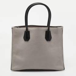 Pre Owned Michael Kors Grey/Black Leather Mercer Satchel
