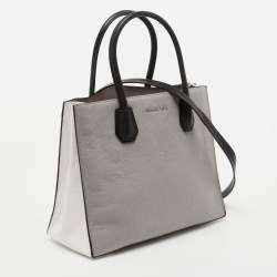 Pre Owned Michael Kors Grey/Black Leather Mercer Satchel