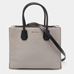 Pre Owned Michael Kors Grey/Black Leather Mercer Satchel