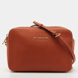 Michael Kors Orange Saffiano Leather Jet Set Camera Crossbody Bag Michael  Kors | TLC