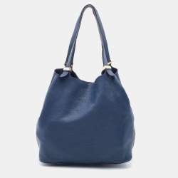 Pre Owned Michael Kors Blue Leather Perforated Logo Tote