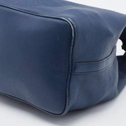 Pre Owned Michael Kors Blue Leather Perforated Logo Tote