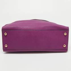 Pre Owned MICHAEL Michael Kors Purple Leather Large Hamilton North South Tote