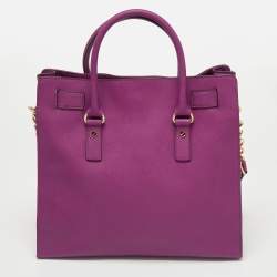 Pre Owned MICHAEL Michael Kors Purple Leather Large Hamilton North South Tote