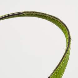 Pre Owned Michael Kors Brown/Green Signature Coated Canvas and Leather Medium Snap Pocket Tote