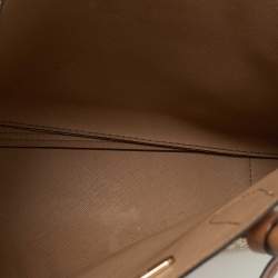 Pre Owned Michael Kors Brown/Ivory Signature Coated Canvas and Leather Large Mercer Tote