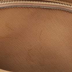 Pre Owned Michael Kors Brown/Ivory Signature Coated Canvas and Leather Large Mercer Tote