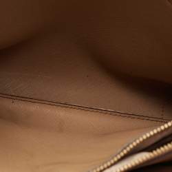 Pre Owned Michael Kors Brown/Ivory Signature Coated Canvas and Leather Large Mercer Tote