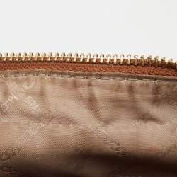 Pre Owned Michael Kors Brown/Tan Signature Coated Canvas and Leather Jet Set Crossbody Bag