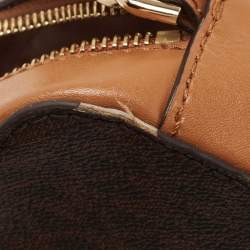 Pre Owned Michael Kors Brown/Tan Signature Coated Canvas and Leather Jet Set Crossbody Bag