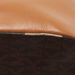 Pre Owned Michael Kors Brown/Tan Signature Coated Canvas and Leather Jet Set Crossbody Bag