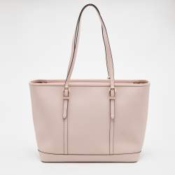 Pre Owned Michael Kors Light Pink Saffiano Leather Jet Set Shopper Tote