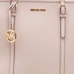 Pre Owned Michael Kors Light Pink Saffiano Leather Jet Set Shopper Tote