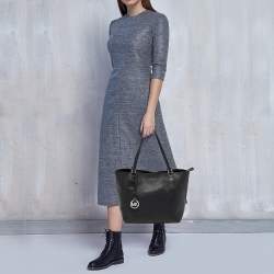 Pre Owned Michael Kors Black Grain Leather Kimberly Tote