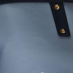 Pre Owned Michael Kors Navy Blue Checkered Coated Canvas Jet Set Travel Tote