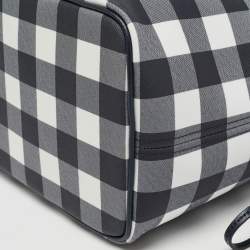 Pre Owned Michael Kors Navy Blue Checkered Coated Canvas Jet Set Travel Tote