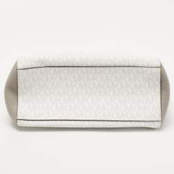 Pre Owned Michael Kors White/Grey Signature Coated Canvas and Leather Ciara Satchel