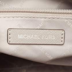 Pre Owned Michael Kors White/Grey Signature Coated Canvas and Leather Ciara Satchel