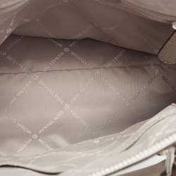 Pre Owned Michael Kors White/Grey Signature Coated Canvas and Leather Ciara Satchel