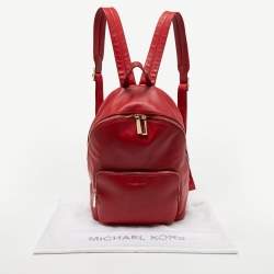 Michael Kors Red Faux Leather Perforated front Pocket Backpack