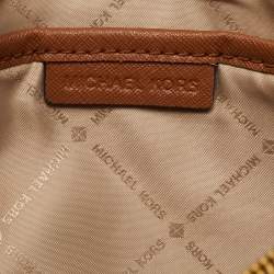 Michael Kors Beige/Tan Signature Coated Canvas and Leather Jet Set Crossbody Bag