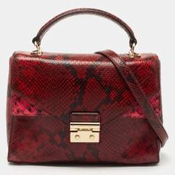 Pre Owned Michael Kors Tri Color Python Embossed and Leather Sloan Top Handle Bag