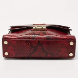 Pre Owned Michael Kors Tri Color Python Embossed and Leather Sloan Top Handle Bag
